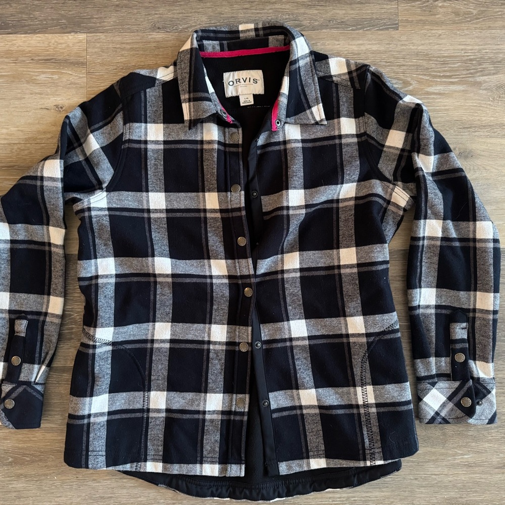 Orvis Womens Navy and White Plaid Jacket